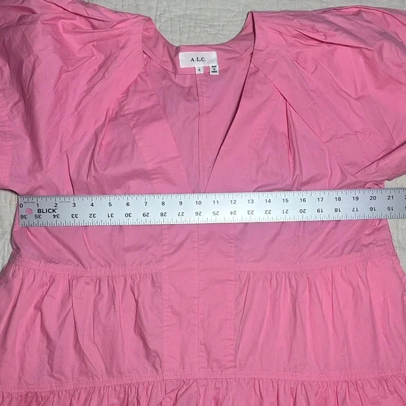 A.L.C. Camilla Pink Puff Sleeve Cotton Dress - Picture 4 of 8